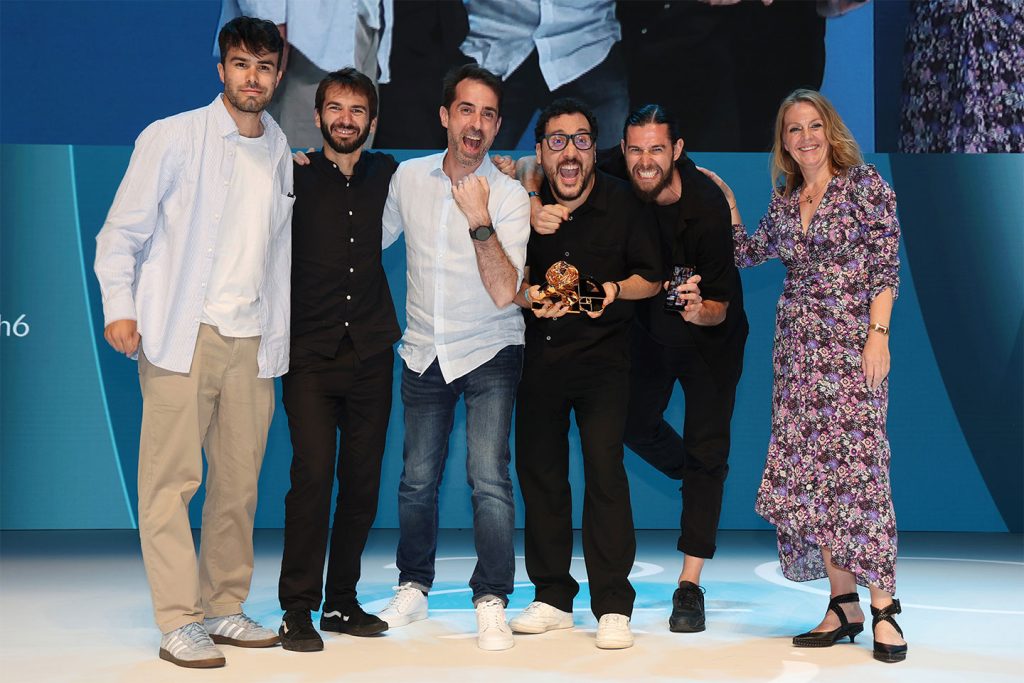 Samsung and Cheil on Cannes Lions 2024 stage with the Design Lions Jury President after winning Gold for Samsung Impulse 1